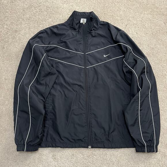 Nike Y2K White Striped Accent Full Zip Windbreaker Jacket 2XL - Picture 1 of 7